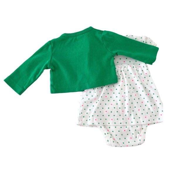 Carter’s St. Patrick’s Day Festive Green Shamrock Baby Girl Set - Size 3 Months - Picture 4 of 6